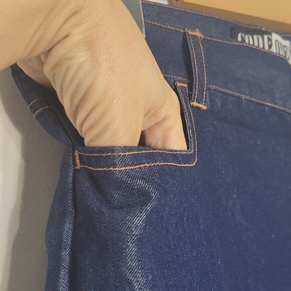 Code One NEW Women Navy Blue Cotton Blend High Rise Straight Leg Jean 15/16 NWT - Picture 9 of 17